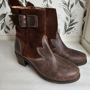 Olukai Kaiulani Brown Buckle Leather Western Boots Womens Size 8